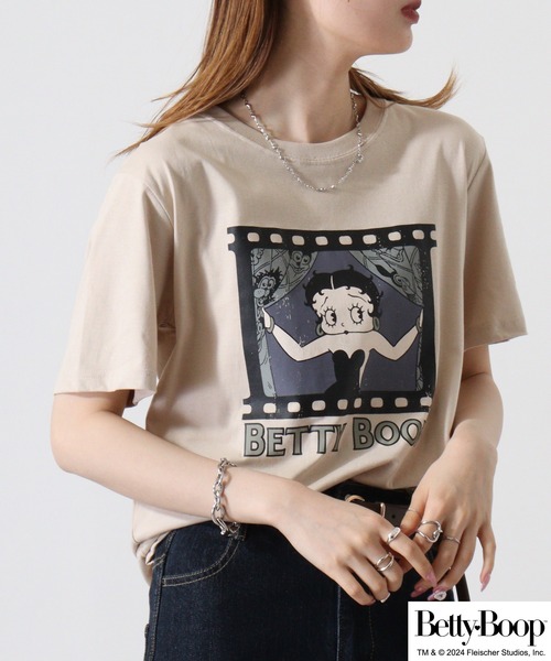 BETTY BOOP（ベティ・ブープ）の「BETTY BOOP（TM） プリント半袖Tシャツ 野球柄（Tシャツ/カットソー・メンズ・ブラック/ライトオレンジ系/アイボリー/チャコール/ホワイト/ライトカーキ・M/L/LL）」の21枚目の写真