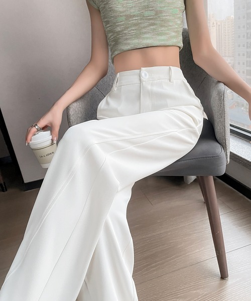aimoha（アイモハ）の「【Aimoha】ハイウエストストレートパンツ（その他パンツ・レディース・ホワイト/ブラック・X-SMALL/SMALL/MEDIUM/LARGE/X-LARGE）」の7枚目の写真
