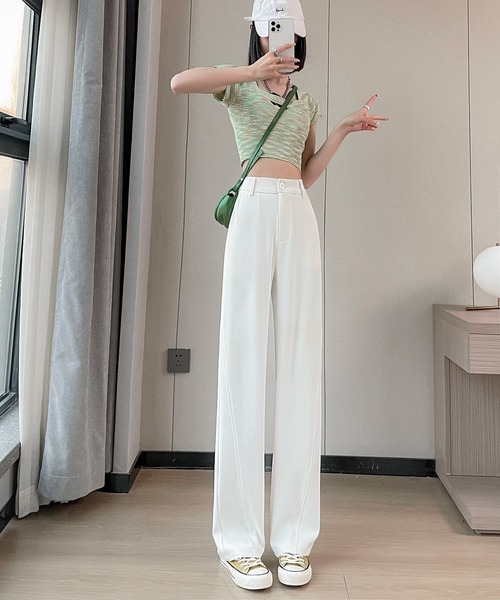 aimoha（アイモハ）の「【Aimoha】ハイウエストストレートパンツ（その他パンツ・レディース・ホワイト/ブラック・X-SMALL/SMALL/MEDIUM/LARGE/X-LARGE）」の9枚目の写真