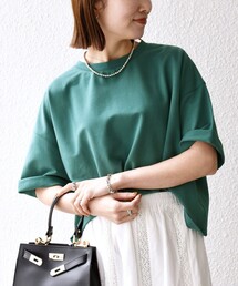 SHIPS any（シップス エニィ）の「【WEB限定】SHIPS any:〈洗濯機可能〉インレイ ハーフスリーブ ショートTEE（Tシャツ/カットソー）」