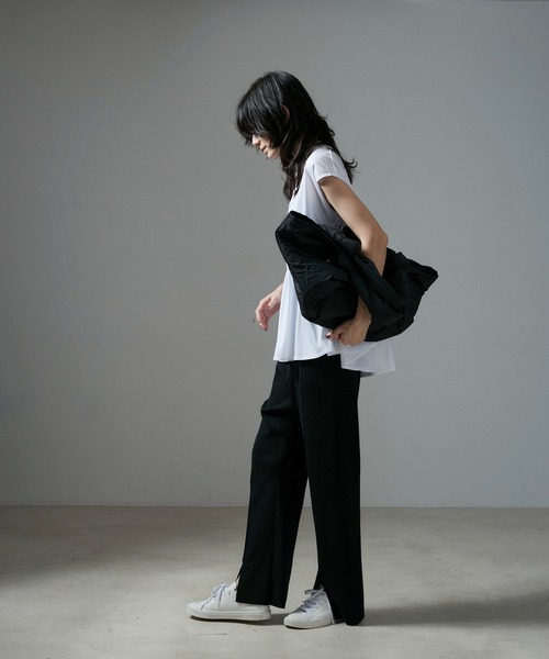 SALON adam et rope'(サロン アダム エ ロペ)の「【WEB限定】フレンチスリーブペプラムTシャツ(Tシャツ/カットソー・レディース・ブラウン/オフホワイト/ブラック・FREE)」の9枚目の写真