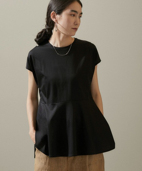 SALON adam et rope'(サロン アダム エ ロペ)の「【WEB限定】フレンチスリーブペプラムTシャツ(Tシャツ/カットソー・レディース・ブラウン/オフホワイト/ブラック・FREE)」の18枚目の写真