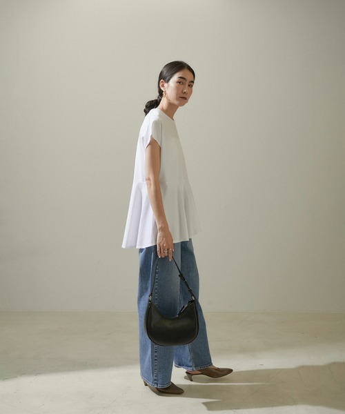 SALON adam et rope'(サロン アダム エ ロペ)の「【WEB限定】フレンチスリーブペプラムTシャツ(Tシャツ/カットソー・レディース・ブラウン/オフホワイト/ブラック・FREE)」の20枚目の写真