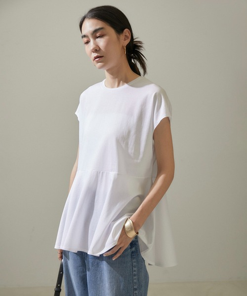 SALON adam et rope'(サロン アダム エ ロペ)の「【WEB限定】フレンチスリーブペプラムTシャツ(Tシャツ/カットソー・レディース・ブラウン/オフホワイト/ブラック・FREE)」の21枚目の写真