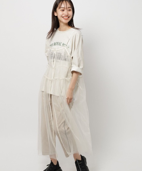 niko and...(ニコアンド)の「チュールサイドリボンワンピース(ワンピース・レディース・オフホワイト/ブラック・FREE)」の8枚目の写真