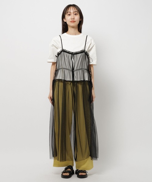 niko and...(ニコアンド)の「チュールサイドリボンワンピース(ワンピース・レディース・オフホワイト/ブラック・FREE)」の3枚目の写真