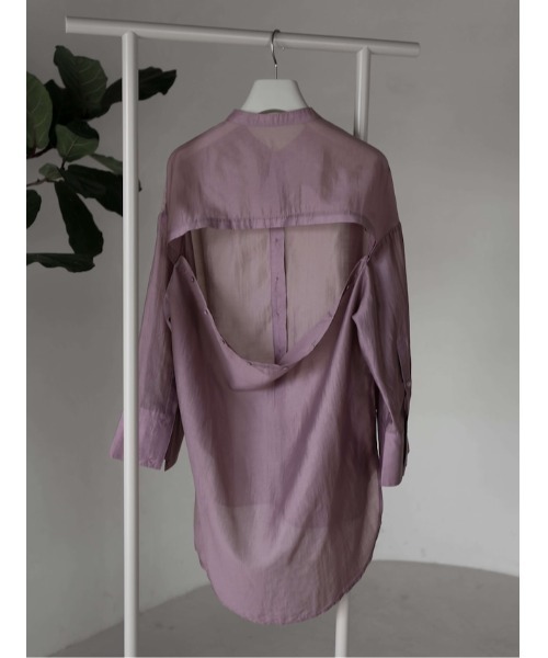 Katrin TOKYO(カトリーントーキョー)の「band collar sheer shirt(シャツ/ブラウス・レディース・モーブ系/グレー・FREE/XS)」の2枚目の写真