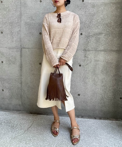 ketty cherie（ケティシェリー）の「チェックシアーニットトップス≪手洗い可能≫（ニット/セーター・レディース・ブラック/ベージュ・M）」の10枚目の写真