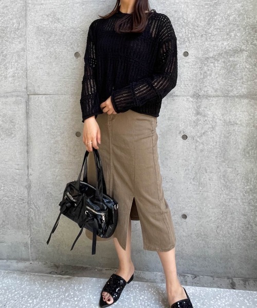 ketty cherie（ケティシェリー）の「チェックシアーニットトップス≪手洗い可能≫（ニット/セーター・レディース・ブラック/ベージュ・M）」の18枚目の写真