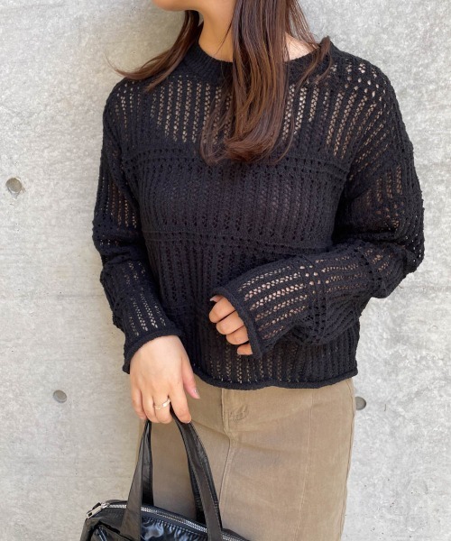 ketty cherie（ケティシェリー）の「チェックシアーニットトップス≪手洗い可能≫（ニット/セーター・レディース・ブラック/ベージュ・M）」の17枚目の写真