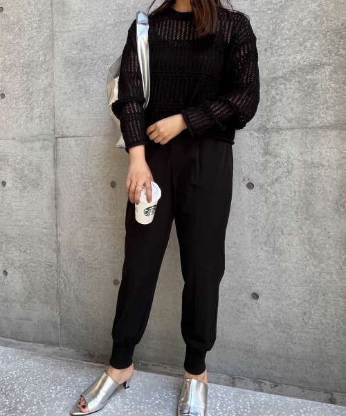 ketty cherie（ケティシェリー）の「チェックシアーニットトップス≪手洗い可能≫（ニット/セーター・レディース・ブラック/ベージュ・M）」の21枚目の写真