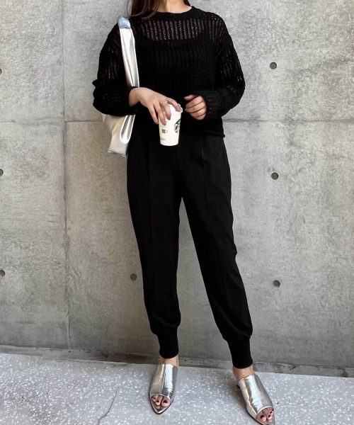 ketty cherie（ケティシェリー）の「チェックシアーニットトップス≪手洗い可能≫（ニット/セーター・レディース・ブラック/ベージュ・M）」の22枚目の写真