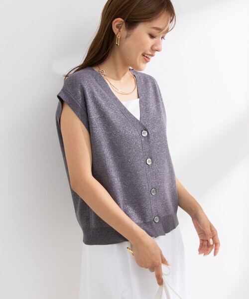 NOLLEY’S Sophi(ノーリーズソフィ)の「《手洗い可能》総針Vネックラメベスト(ベスト・レディース・ベージュ/ブラック/グレー・38)」の12枚目の写真