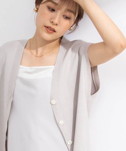 NOLLEY’S Sophi(ノーリーズソフィ)の「《手洗い可能》総針Vネックラメベスト(ベスト・レディース・ベージュ/ブラック/グレー・38)」の19枚目の写真