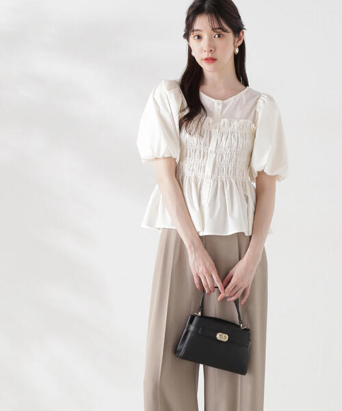 PROPORTION BODY DRESSING（プロポーションボディドレッシング）の「ギャザーペプラムブラウス / 1214210504（シャツ/ブラウス・レディース・ブルー/ピンク/ホワイト系その他・FREE）」の9枚目の写真