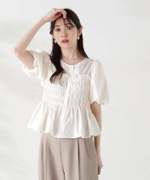 PROPORTION BODY DRESSING（プロポーションボディドレッシング）の「ギャザーペプラムブラウス / 1214210504（シャツ/ブラウス・レディース・ブルー/ピンク/ホワイト系その他・FREE）」の6枚目の写真