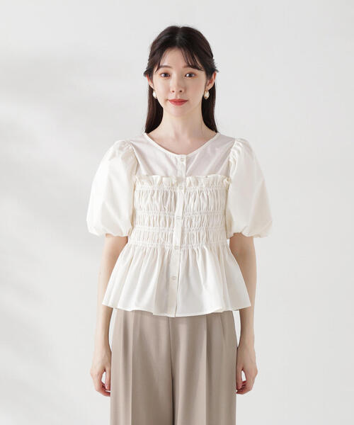 PROPORTION BODY DRESSING（プロポーションボディドレッシング）の「ギャザーペプラムブラウス / 1214210504（シャツ/ブラウス・レディース・ブルー/ピンク/ホワイト系その他・FREE）」の5枚目の写真
