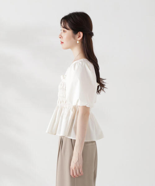 PROPORTION BODY DRESSING（プロポーションボディドレッシング）の「ギャザーペプラムブラウス / 1214210504（シャツ/ブラウス・レディース・ブルー/ピンク/ホワイト系その他・FREE）」の4枚目の写真