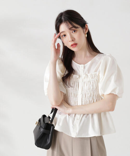 PROPORTION BODY DRESSING（プロポーションボディドレッシング）の「ギャザーペプラムブラウス / 1214210504（シャツ/ブラウス・レディース・ブルー/ピンク/ホワイト系その他・FREE）」の2枚目の写真