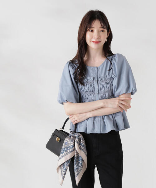 PROPORTION BODY DRESSING（プロポーションボディドレッシング）の「ギャザーペプラムブラウス / 1214210504（シャツ/ブラウス・レディース・ブルー/ピンク/ホワイト系その他・FREE）」の3枚目の写真