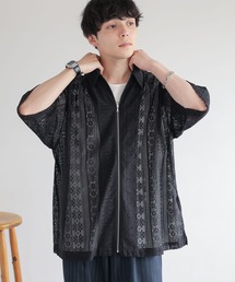 RAGEBLUE | 透かし柄レースジップシャツ(シャツ/ブラウス)