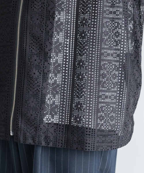 RAGEBLUE（レイジブルー）の「透かし柄レースジップシャツ（シャツ/ブラウス・メンズ・ブラック/ホワイト・MEDIUM/LARGE）」の19枚目の写真
