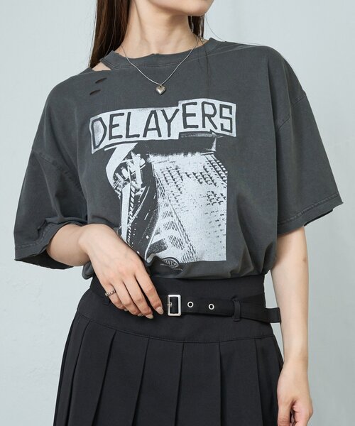 RAY CASSIN(レイカズン)の「ダメージプリントルーズTシャツ(Tシャツ/カットソー・レディース・アイボリー/ブラック/チャコールグレー・FREE)」の3枚目の写真
