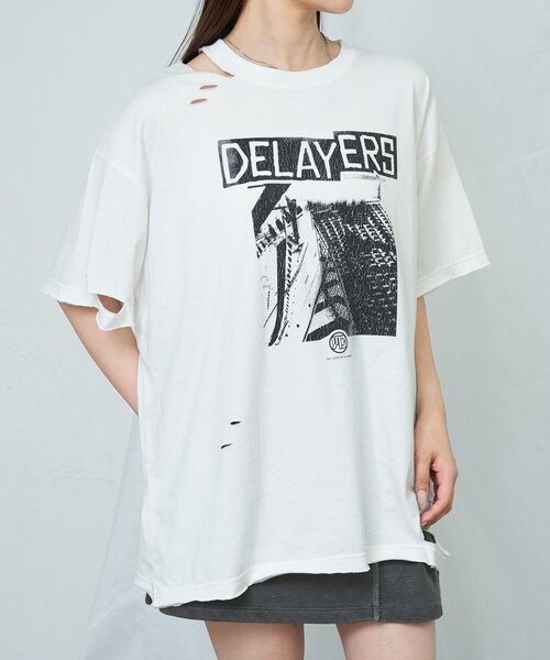RAY CASSIN(レイカズン)の「ダメージプリントルーズTシャツ(Tシャツ/カットソー・レディース・アイボリー/ブラック/チャコールグレー・FREE)」の2枚目の写真