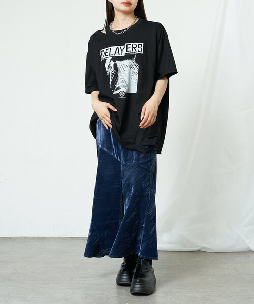 RAY CASSIN(レイカズン)の「ダメージプリントルーズTシャツ(Tシャツ/カットソー・レディース・アイボリー/ブラック/チャコールグレー・FREE)」の12枚目の写真