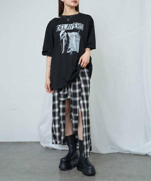 RAY CASSIN(レイカズン)の「ダメージプリントルーズTシャツ(Tシャツ/カットソー・レディース・アイボリー/ブラック/チャコールグレー・FREE)」の16枚目の写真