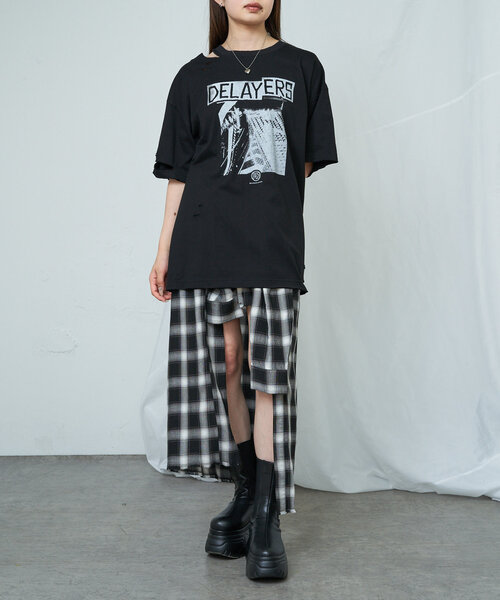 RAY CASSIN(レイカズン)の「ダメージプリントルーズTシャツ(Tシャツ/カットソー・レディース・アイボリー/ブラック/チャコールグレー・FREE)」の21枚目の写真