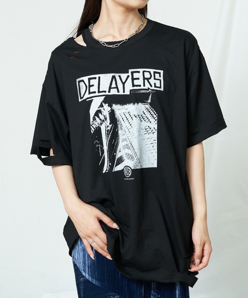 RAY CASSIN(レイカズン)の「ダメージプリントルーズTシャツ(Tシャツ/カットソー・レディース・アイボリー/ブラック/チャコールグレー・FREE)」の1枚目の写真