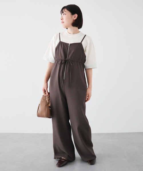 Green　Parks（グリーンパークス）の「ウエストリボンサロペット（サロペット/オーバーオール・レディース・グレー/ブラック・FREE）」の2枚目の写真