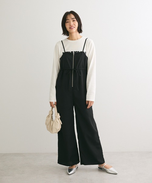 Green　Parks（グリーンパークス）の「ウエストリボンサロペット（サロペット/オーバーオール・レディース・グレー/ブラック・FREE）」の3枚目の写真