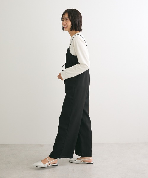 Green　Parks（グリーンパークス）の「ウエストリボンサロペット（サロペット/オーバーオール・レディース・グレー/ブラック・FREE）」の4枚目の写真