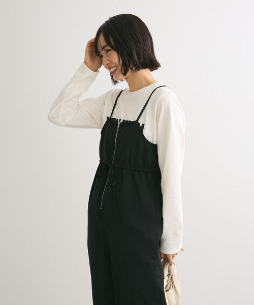 Green　Parks（グリーンパークス）の「ウエストリボンサロペット（サロペット/オーバーオール・レディース・グレー/ブラック・FREE）」の7枚目の写真