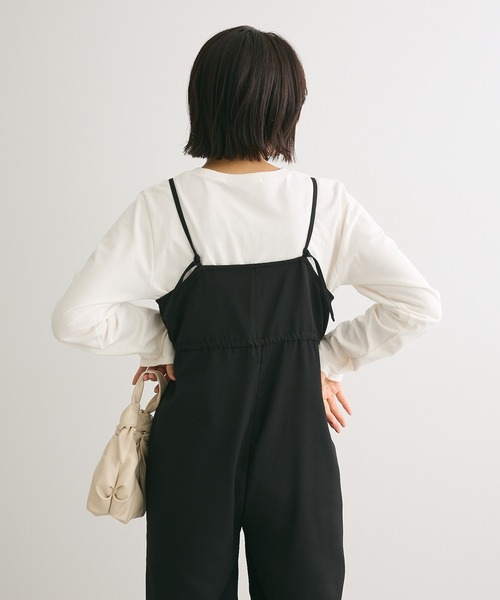 Green　Parks（グリーンパークス）の「ウエストリボンサロペット（サロペット/オーバーオール・レディース・グレー/ブラック・FREE）」の8枚目の写真