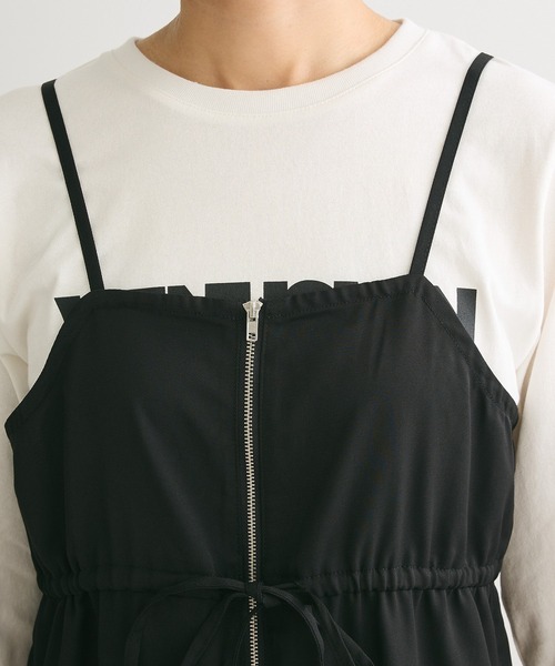 Green　Parks（グリーンパークス）の「ウエストリボンサロペット（サロペット/オーバーオール・レディース・グレー/ブラック・FREE）」の9枚目の写真