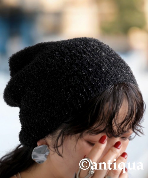 antiqua(アンティカ)の「ラメニットビーニー(ニットキャップ/ビーニー・レディース・グレー/ブラック・ONESIZE)」の2枚目の写真