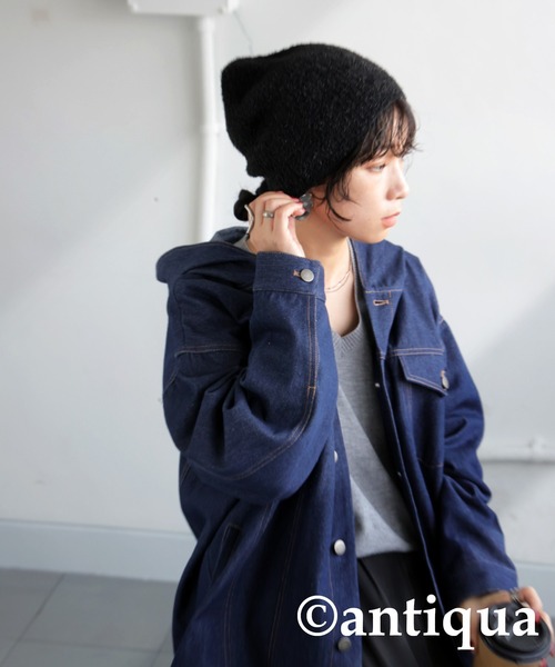 antiqua(アンティカ)の「ラメニットビーニー(ニットキャップ/ビーニー・レディース・グレー/ブラック・ONESIZE)」の6枚目の写真