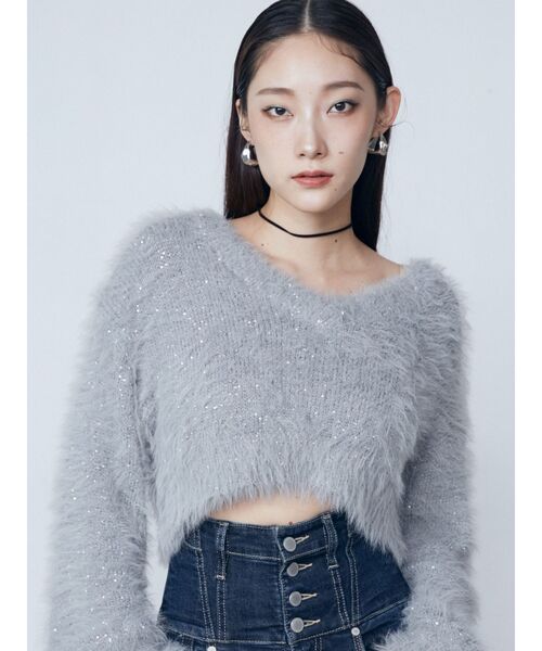 EMODA(エモダ)の「シャギーシークインズニット(ニット/セーター・レディース・ライトブルー/ブラック/アイボリー/グレー・FREE)」の11枚目の写真