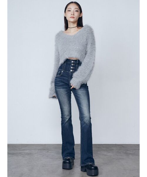 EMODA(エモダ)の「シャギーシークインズニット(ニット/セーター・レディース・ライトブルー/ブラック/アイボリー/グレー・FREE)」の12枚目の写真