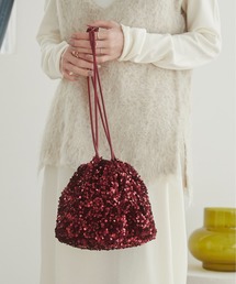 スパンコール」に該当するバッグ（レッド/赤色系）ファッション通販