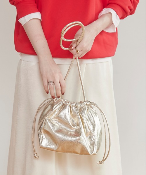 ANGIE(アンジー)の「2WAY巾着ショルダーバッグ メタリック / スパンコール(ショルダーバッグ・レディース・ネイビー系1/アイボリー/ブラック/ブラウン系その他/レッド系1/シルバー/シルバー系1/ゴールド・FREE)」の8枚目の写真