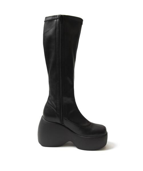 WEGO(ウィゴー)の「WEGO/厚底ウェッジソールロングブーツ(ブーツ・レディース・ブラック・MEDIUM/LARGE)」の9枚目の写真