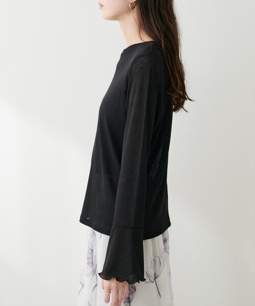 natural couture(ナチュラルクチュール)の「ざらざらシアー天竺2wayトップス(Tシャツ/カットソー・レディース・ボルドー/ライトグレー/ブラック/オフホワイト・FREE)」の8枚目の写真