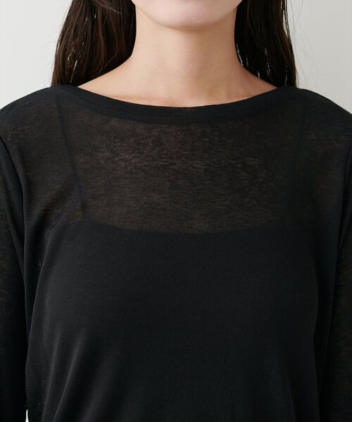 natural couture(ナチュラルクチュール)の「ざらざらシアー天竺2wayトップス(Tシャツ/カットソー・レディース・ボルドー/ライトグレー/ブラック/オフホワイト・FREE)」の10枚目の写真