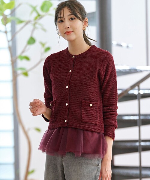 ANY SIS(エニィスィス)の「【2SET】チュールインナー ツイン(アンサンブル・レディース・アイボリー系/ブラック系/ワイン系・2)」の3枚目の写真