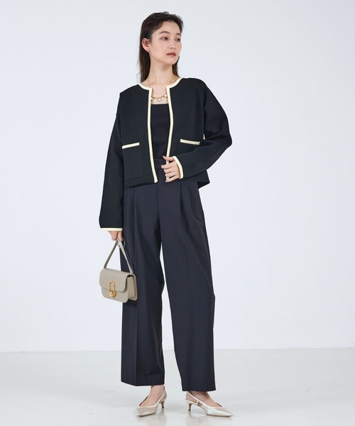 qualite scape（カリテ スケープ）の「ミラノリブカーディガン（ニット/セーター・レディース・ブラック/オフホワイト・フリー）」の5枚目の写真