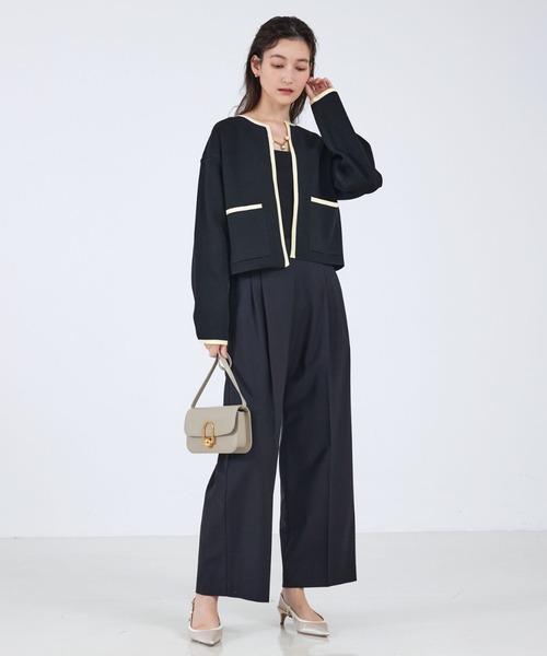 qualite scape（カリテ スケープ）の「ミラノリブカーディガン（ニット/セーター・レディース・ブラック/オフホワイト・フリー）」の6枚目の写真